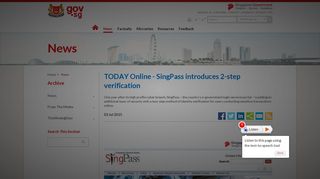 gov.sg | TODAY Online - SingPass introduces 2-step verification
