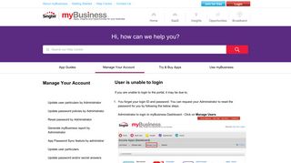 User is unable to login | myBusiness Network - myBusiness - Singtel