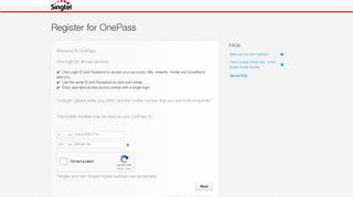 Register for OnePass - Singtel Mybill