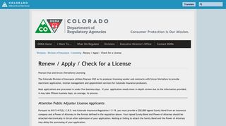 Renew / Apply / Check for a License | Department of Regulatory ...