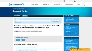 I don't know my username or password to stream SiriusXM online or ...