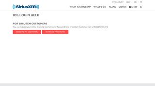 iOS Login Help | SiriusXM Canada