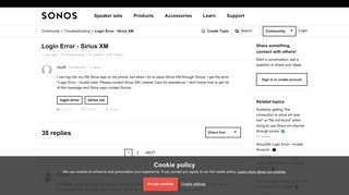 Login Error - Sirius XM | Sonos Community