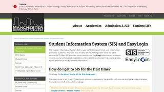 Student Information System (SIS) and EasyLogin - Student Accounts ...