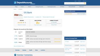 SIS Bank Reviews and Rates - Deposit Accounts