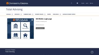 SIS Mobile: Login page – Total Advising | University of Virginia