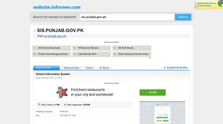 sis.punjab.gov.pk at WI. School Information System - Website Informer