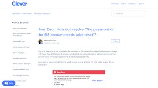 Sync Error: How do I resolve 