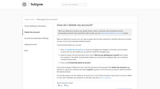 How do I delete my account? | Instagram Help Center