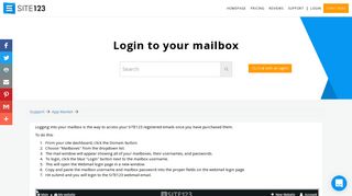Login to your mailbox | Support Center - SITE123