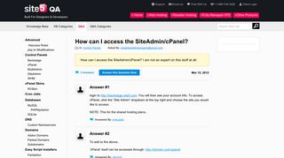 Site5 Q&A » How can I access the SiteAdmin/cPanel?