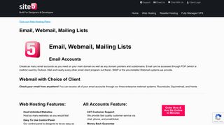Site5 Web Hosting Email, Webmail, Mailing Lists