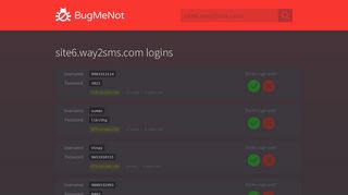 site6.way2sms.com logins - BugMeNot