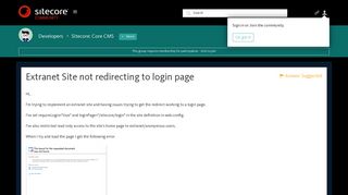 Extranet Site not redirecting to login page - Sitecore: Core CMS ...