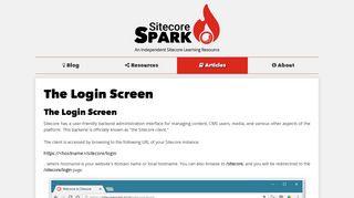 The Login Screen - Sitecore Spark