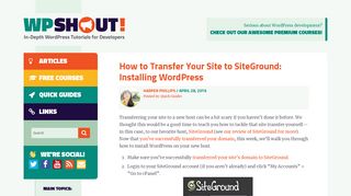How to Transfer Your Site to SiteGround: Installing WordPress ...