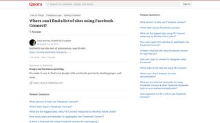 Where can I find a list of sites using Facebook Connect? - Quora