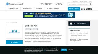 SiteScout API | ProgrammableWeb
