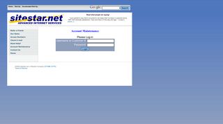 Account Maintenance - Sitestar.net Advanced Internet Service