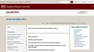 Office 365 Email Help | SalukiTech | SIU - Southern Illinois University