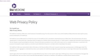 Web Privacy Policy | SIU Medicine