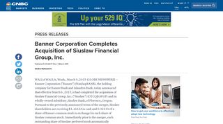 Banner Corporation Completes Acquisition of Siuslaw Financial Group ...