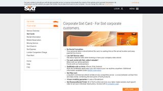 Corporate Bonus Card - Sixt Car Hire Loyalty Cards