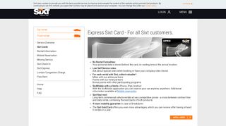 Express Bonus Card - Sixt Car Hire Loyalty Cards