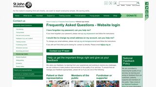 Website login details FAQs - St John Ambulance
