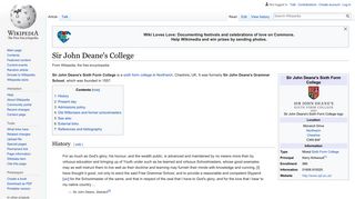Sir John Deane's College - Wikipedia