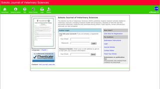 Sokoto Journal of Veterinary Sciences - Author Login - eJManager