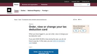 Order, view or change your tax deduction card - The Norwegian Tax ...