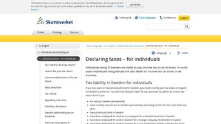 Declaring taxes - for individuals | Skatteverket