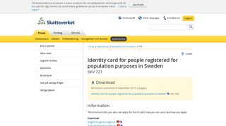 Identity card for people registered for population ... - Skatteverket