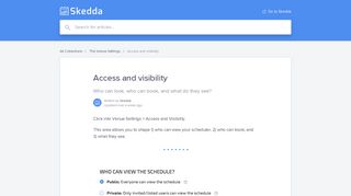 Access and Visibility | Skedda Support