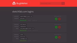 sketchfab.com passwords - BugMeNot