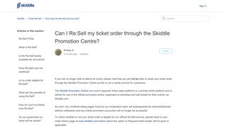 Can I Re:Sell my ticket order through the Skiddle Promotion Centre ...
