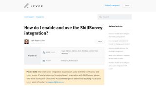 How do I enable and use the SkillSurvey integration? – Lever Support