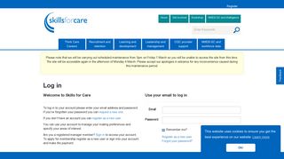 Skills for Care Portal: Log in