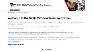 Skills Victoria Training System (SVTS) - Department of Education and ...