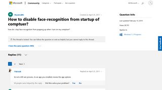 How to disable face-recognition from startup of comptuer ...