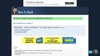 (Solved) - want windows 7 to skip logon screen « How-To Geek Forums