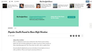 Popular Snuffs Found to Have High Nicotine - The New York Times