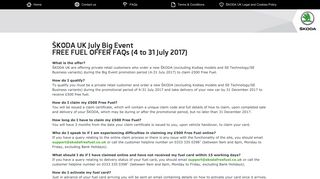 ŠKODA FREE FUEL | PROMOTION FAQs (July 2017)