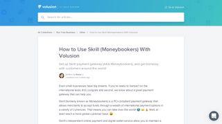 How to Use Skrill (Moneybookers) With Volusion | Volusion V1 Help ...