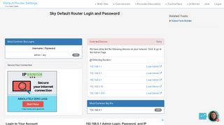 Sky Default Router Login and Password - Clean CSS
