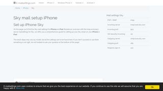 Sky mail setup iPhone | Email settings