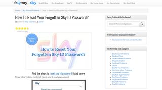 How To Reset Your Forgotten Sky ID Password? - Sky UK - Faqtory