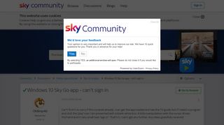 Answered: Windows 10 Sky Go app - can't sign in - Sky Community