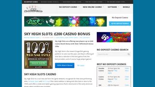 Sky High Slots: £200 Casino Bonus - New No Deposit Casino